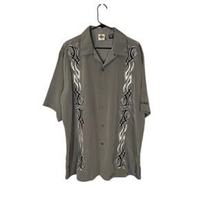 House of Blues Gray Tribal Collared Button Down Dressy Casual Shirt Men Sz XL